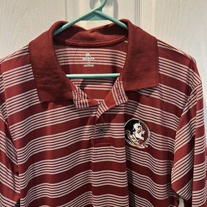 KA Knights Florida State FSU Polo Shirt Mens large burgundy with white stripes